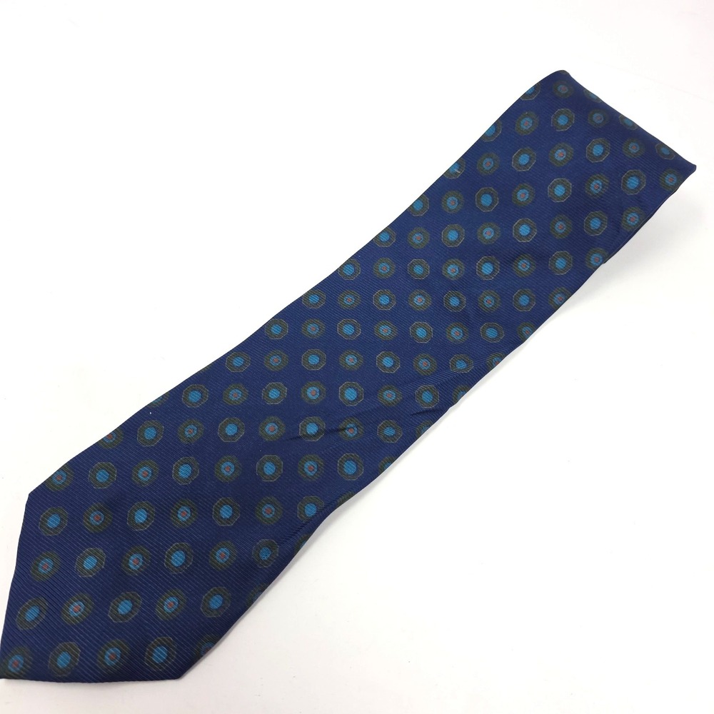 Ermenegildo Zegna Tie Mens Navy Blue Geometric Silk Formal Classic 58" Italy